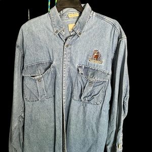 Mens Jean long sleeve shirt with Browning logo embroidered on the pocket